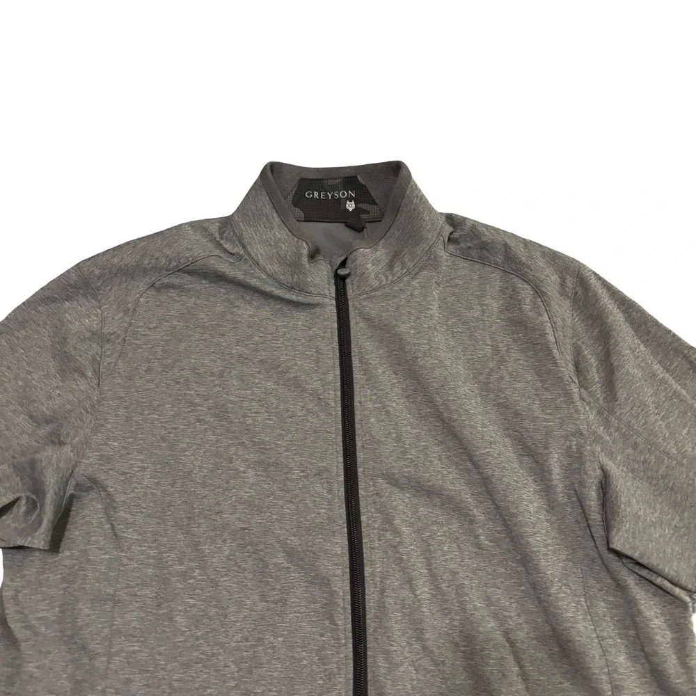 Greyson Mens Full Zip Golf Jacket XL Heather Grey Old Overton Logo Performance